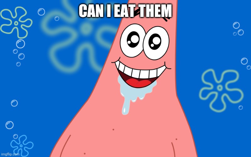Patrick Drooling Spongebob | CAN I EAT THEM | image tagged in patrick drooling spongebob | made w/ Imgflip meme maker
