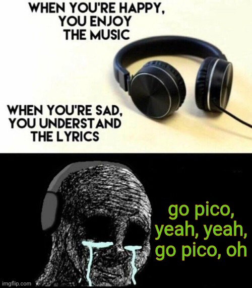 OmG sO DeEp |  go pico, yeah, yeah, go pico, oh | image tagged in when you're happy you enjoy the music,fnf | made w/ Imgflip meme maker