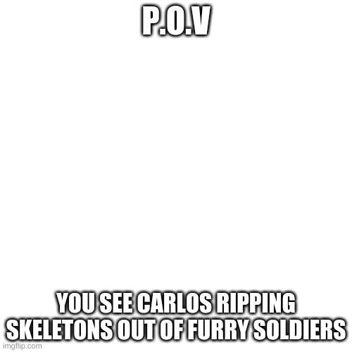 h | P.O.V; YOU SEE CARLOS RIPPING SKELETONS OUT OF FURRY SOLDIERS | image tagged in memes,blank transparent square | made w/ Imgflip meme maker