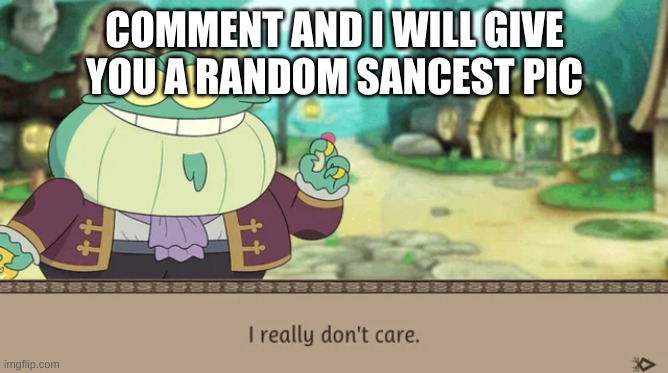 no. | COMMENT AND I WILL GIVE YOU A RANDOM SANCEST PIC | image tagged in i really don't care | made w/ Imgflip meme maker