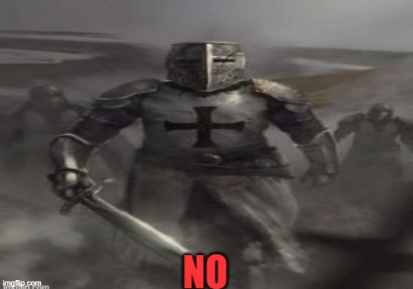 Crusader looking at you saying NO | image tagged in crusader looking at you saying no | made w/ Imgflip meme maker