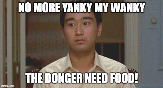 Long Duck Dong | NO MORE YANKY MY WANKY; THE DONGER NEED FOOD! | image tagged in donger,memes | made w/ Imgflip meme maker