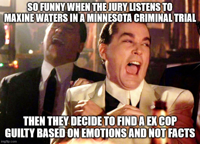 Chauvin Jury Trial and Maxine Waters | SO FUNNY WHEN THE JURY LISTENS TO MAXINE WATERS IN A MINNESOTA CRIMINAL TRIAL; THEN THEY DECIDE TO FIND A EX COP GUILTY BASED ON EMOTIONS AND NOT FACTS | image tagged in maxine waters,derek chauvin,george floyd,minnesota | made w/ Imgflip meme maker