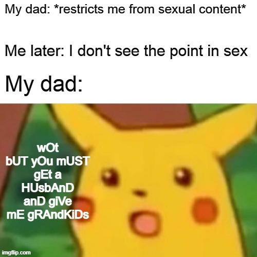 Lol | image tagged in demisexual_sponge,surprised pikachu | made w/ Imgflip meme maker