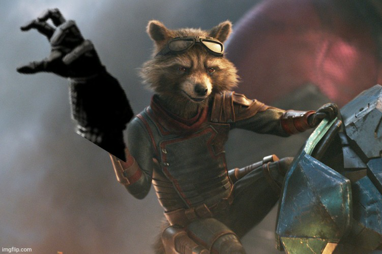 High Quality Rocket Raccoon with Darth Vader's hand, arm Blank Meme Template