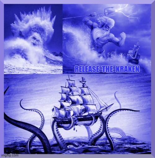 Poseidon Adventure's | image tagged in release the kraken memes,merman memes,poseidon | made w/ Imgflip meme maker