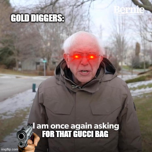 I've seen enough Dahr Mann videos to know this is accurate | GOLD DIGGERS:; FOR THAT GUCCI BAG | image tagged in i've seen enough dahr mann videos to know this is accurate | made w/ Imgflip meme maker