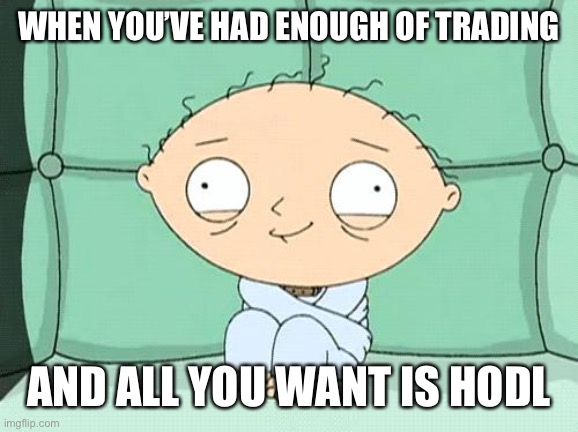 stewie straight jacket | WHEN YOU’VE HAD ENOUGH OF TRADING; AND ALL YOU WANT IS HODL | image tagged in stewie straight jacket | made w/ Imgflip meme maker