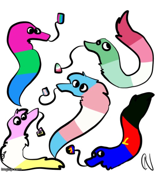 Worms on a string but they're my pride flags | made w/ Imgflip meme maker