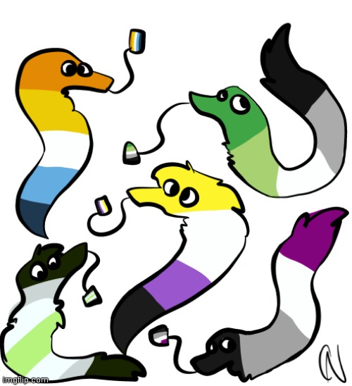 Worms on a string but they're my friend Argo's pride flags (and Azzys lol) | made w/ Imgflip meme maker