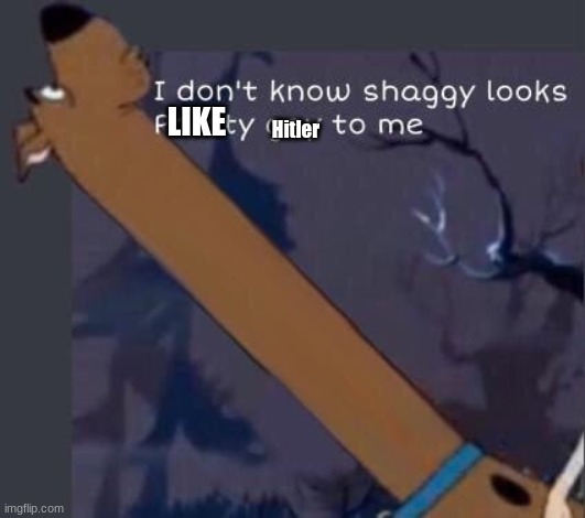 i dont know shaggy looks pretty gay to me | LIKE Hitler | image tagged in i dont know shaggy looks pretty gay to me | made w/ Imgflip meme maker