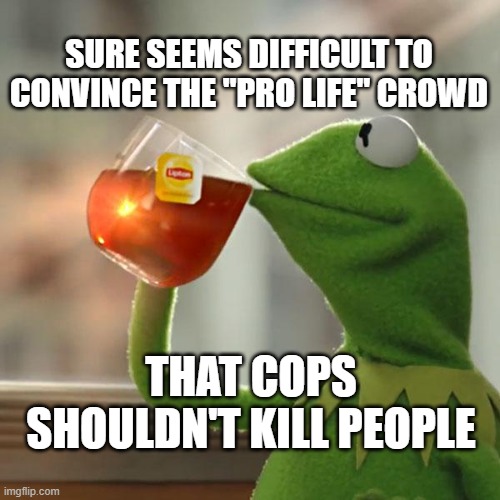 But That's None Of My Business | SURE SEEMS DIFFICULT TO CONVINCE THE "PRO LIFE" CROWD; THAT COPS SHOULDN'T KILL PEOPLE | image tagged in memes,but that's none of my business,kermit the frog | made w/ Imgflip meme maker