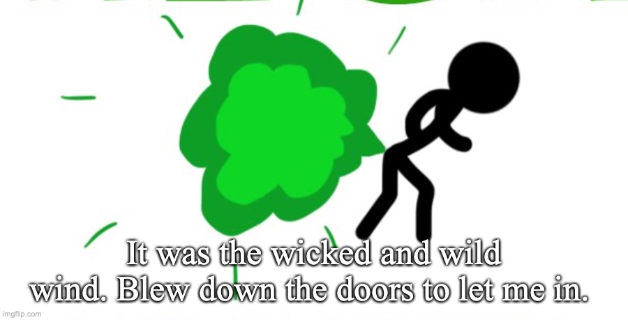 It was the wicked and wild wind. Blew down the doors to let me in. | image tagged in fart,fart joke,funny memes | made w/ Imgflip meme maker