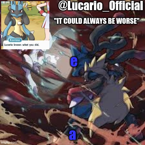sports | e; a | image tagged in lucario_official announcement temp | made w/ Imgflip meme maker