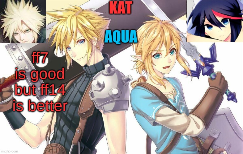 ff7xbotw announcement template | ff7 is good
but ff14 is better | image tagged in ff7xbotw announcement template | made w/ Imgflip meme maker