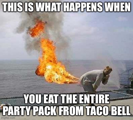Lol | THIS IS WHAT HAPPENS WHEN; YOU EAT THE ENTIRE PARTY PACK FROM TACO BELL | image tagged in memes,darti boy | made w/ Imgflip meme maker
