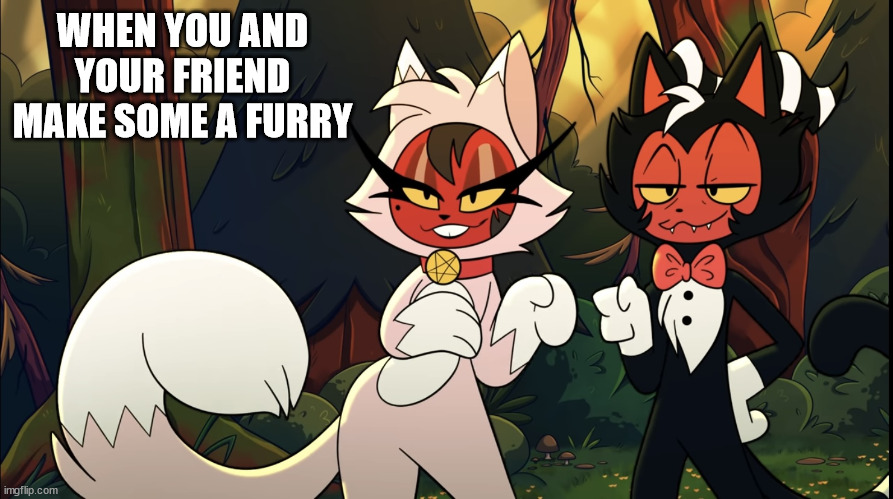 I've Done This And Showing My Talent | WHEN YOU AND YOUR FRIEND MAKE SOME A FURRY | image tagged in helluva furry | made w/ Imgflip meme maker