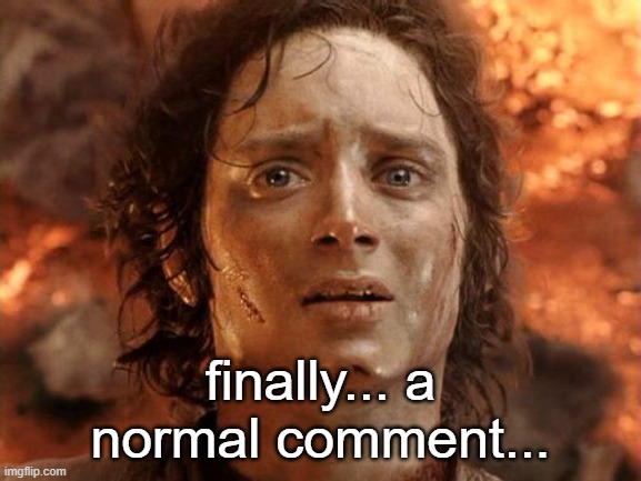 It's Finally Over Meme | finally... a normal comment... | image tagged in memes,it's finally over | made w/ Imgflip meme maker