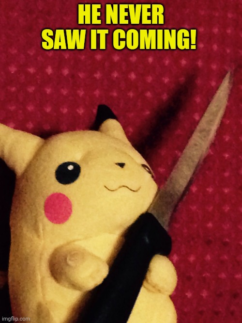 PIKACHU learned STAB! | HE NEVER SAW IT COMING! | image tagged in pikachu learned stab | made w/ Imgflip meme maker