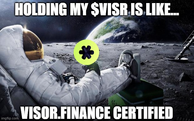 visor moon mission | HOLDING MY $VISR IS LIKE... VISOR.FINANCE CERTIFIED | image tagged in chillin' astronaut | made w/ Imgflip meme maker