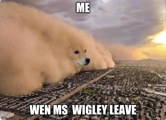 Doge Cloud | ME; WEN MS  WIGLEY LEAVE | image tagged in doge cloud | made w/ Imgflip meme maker