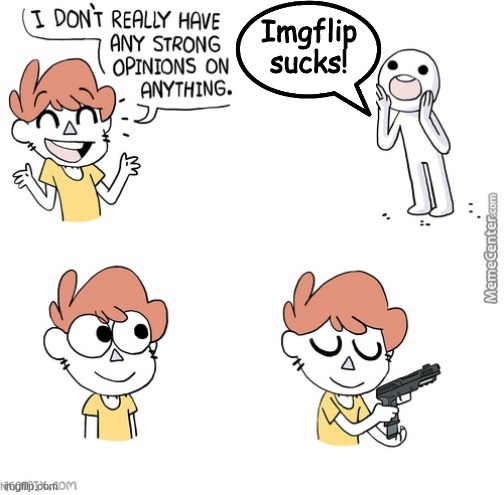 i dont really have any strong opinions | Imgflip sucks! | image tagged in i dont really have any strong opinions | made w/ Imgflip meme maker