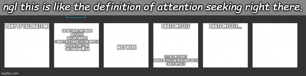 ngl this is like the definition of attention seeking right there. | made w/ Imgflip meme maker