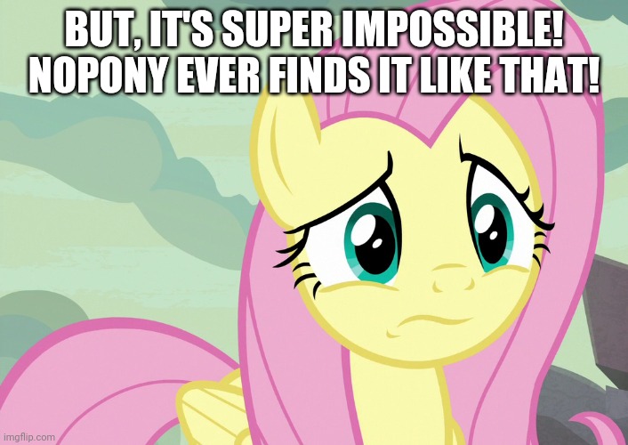 BUT, IT'S SUPER IMPOSSIBLE! NOPONY EVER FINDS IT LIKE THAT! | made w/ Imgflip meme maker
