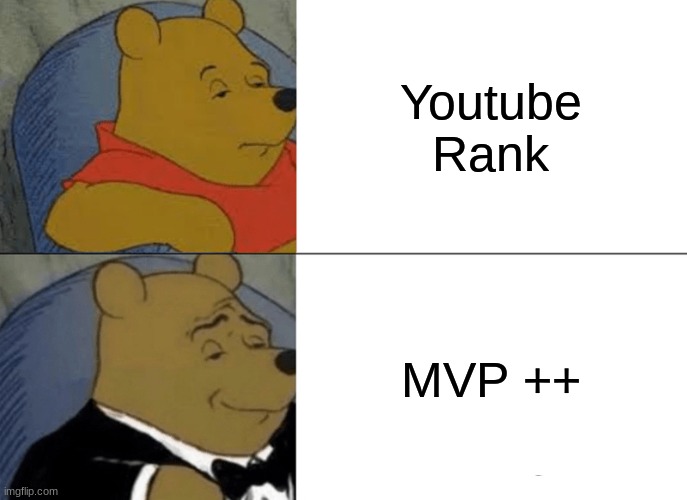 Hypixel Ranks | Youtube Rank; MVP ++ | image tagged in memes,tuxedo winnie the pooh | made w/ Imgflip meme maker