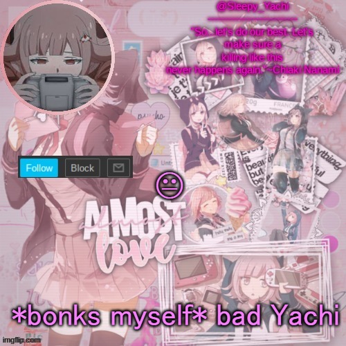 yachi's temp | K; *bonks myself* bad Yachi | image tagged in yachi's temp | made w/ Imgflip meme maker