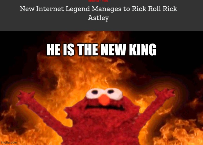 OoO I can't believe it!!! | HE IS THE NEW KING | image tagged in elmo fire | made w/ Imgflip meme maker