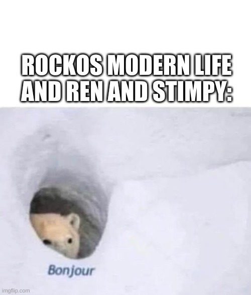Bonjour | ROCKOS MODERN LIFE AND REN AND STIMPY: | image tagged in bonjour | made w/ Imgflip meme maker