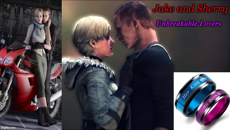 Jake and Sherry Love |  Unbreakable Lovers; Jake and Sherry | image tagged in jake and sherry,resident evil | made w/ Imgflip meme maker