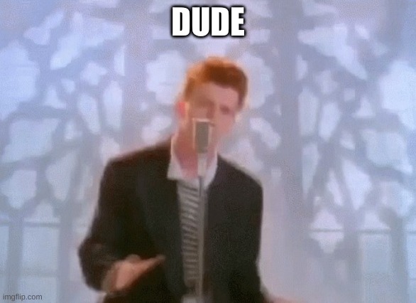 rickroll | DUDE | image tagged in rickroll | made w/ Imgflip meme maker