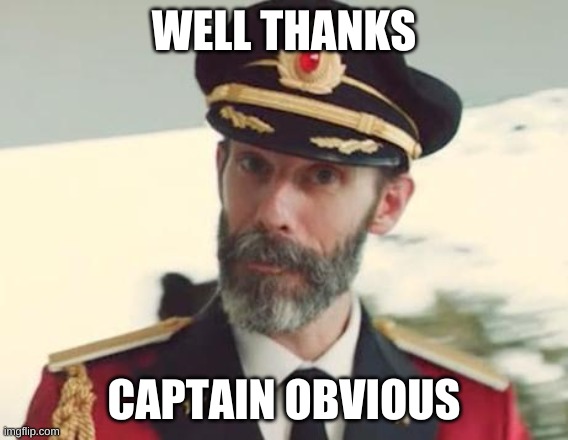 Captain Obvious | WELL THANKS CAPTAIN OBVIOUS | image tagged in captain obvious | made w/ Imgflip meme maker