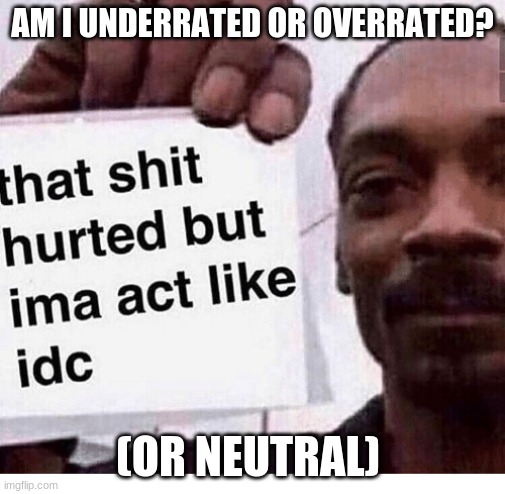 your opinion i care about (unlike the others -~-) | AM I UNDERRATED OR OVERRATED? (OR NEUTRAL) | image tagged in that shit hurted | made w/ Imgflip meme maker