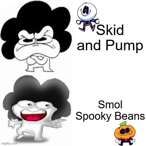 Drake Hotline Bling but it's Sr Pelo | Skid and Pump; Smol Spooky Beans | image tagged in drake hotline bling but it's sr pelo,friday night funkin | made w/ Imgflip meme maker