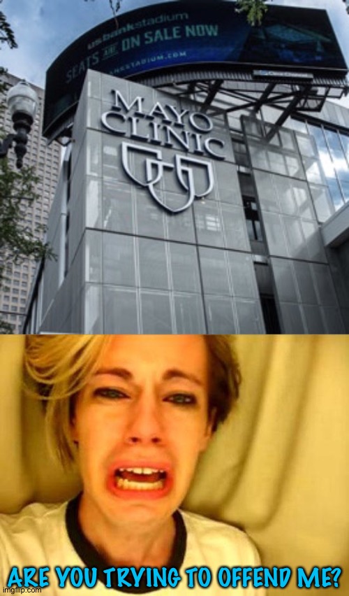 Some people are easily triggered! | ARE YOU TRYING TO OFFEND ME? | image tagged in mayo clinic,leave britney alone | made w/ Imgflip meme maker
