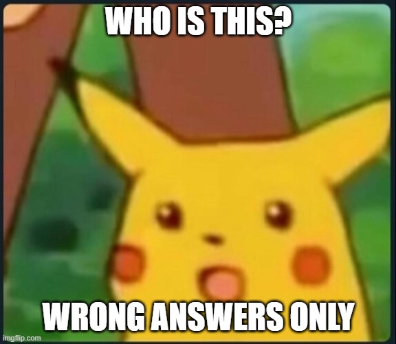 Surprised Pikachu | WHO IS THIS? WRONG ANSWERS ONLY | image tagged in surprised pikachu | made w/ Imgflip meme maker