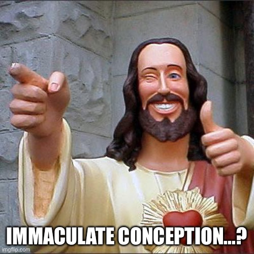 Buddy Christ Meme | IMMACULATE CONCEPTION...? | image tagged in memes,buddy christ | made w/ Imgflip meme maker