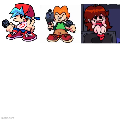 3 Popular FNF Characters | image tagged in memes,blank transparent square | made w/ Imgflip meme maker