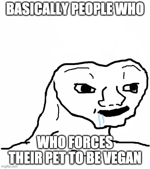 Brainless | BASICALLY PEOPLE WHO; WHO FORCES THEIR PET TO BE VEGAN | image tagged in brainless | made w/ Imgflip meme maker