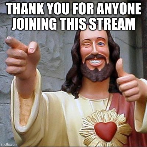 TY | THANK YOU FOR ANYONE JOINING THIS STREAM | image tagged in memes,buddy christ | made w/ Imgflip meme maker