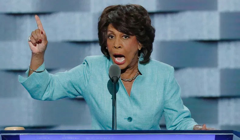 Maxine Waters mouth open pointing Blank Meme Template