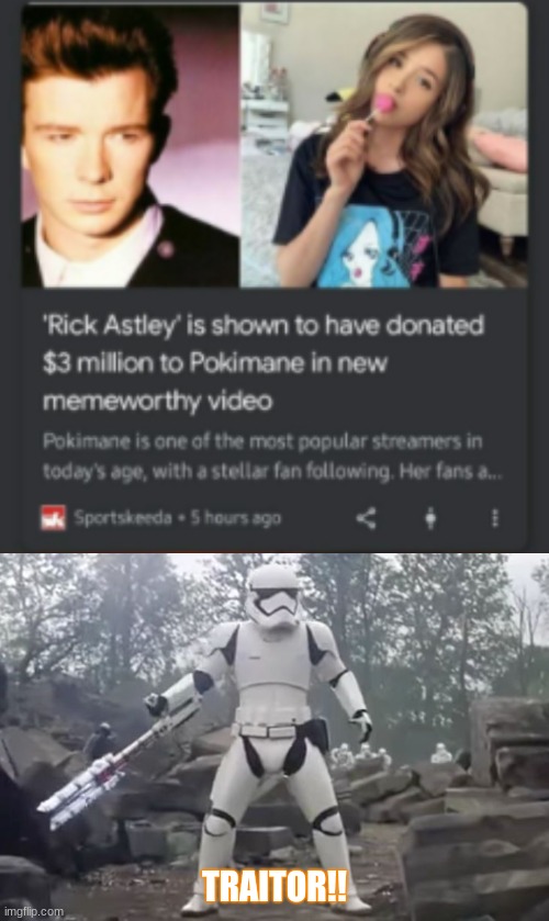 But... it's Rick Astley... he- he just gave us up,, |  TRAITOR!! | image tagged in traitor,never gonna give you up,but why why would you do that | made w/ Imgflip meme maker