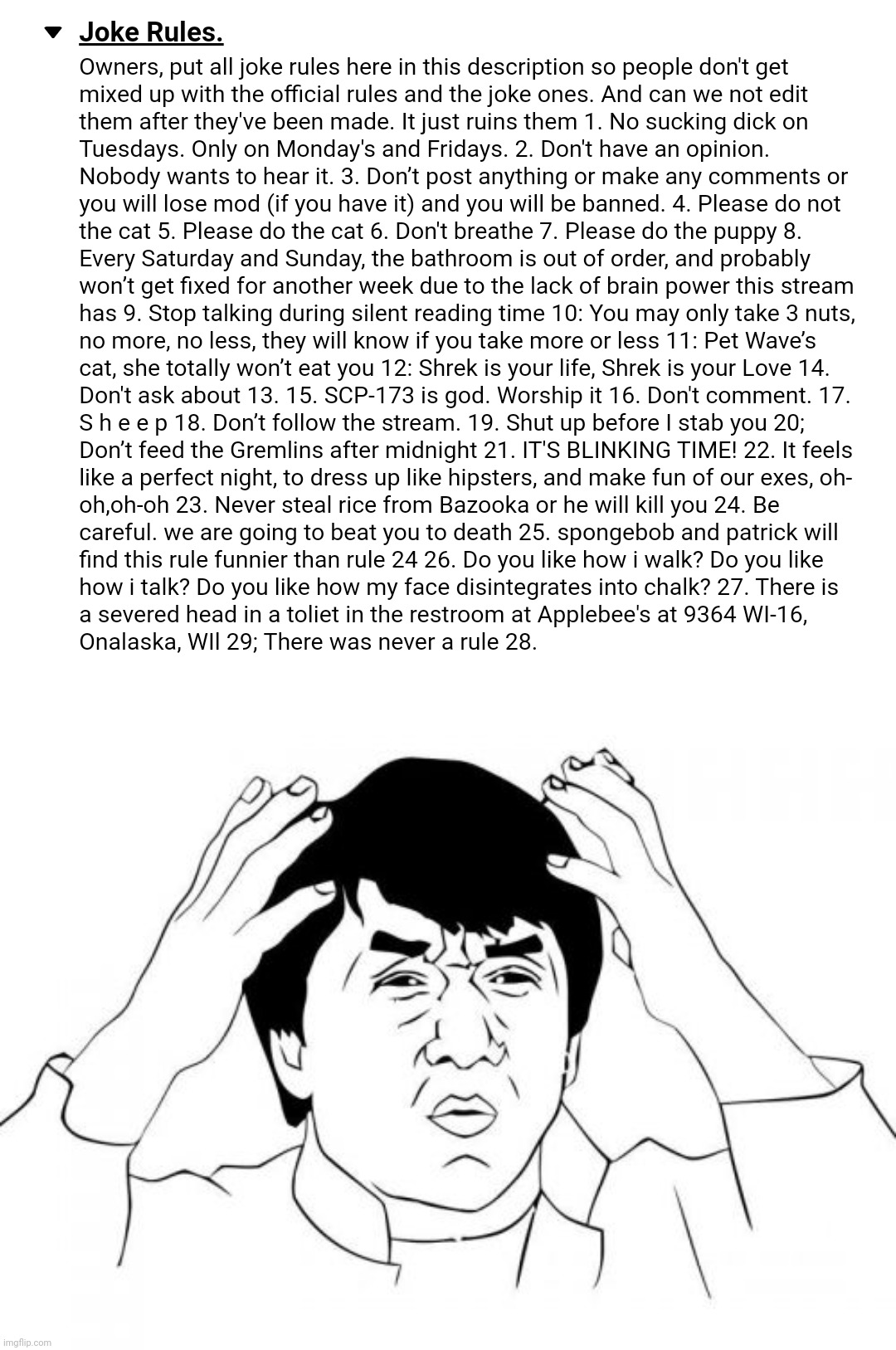 OMG! I'm so Rekt! | image tagged in memes,jackie chan wtf | made w/ Imgflip meme maker