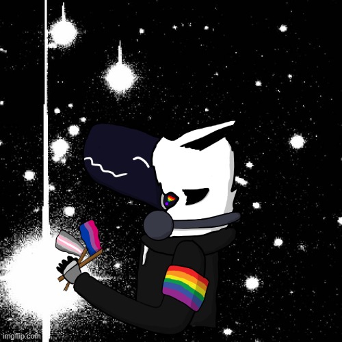 Be prideful, even in space | image tagged in space,protogen,pride,furry,bisexual,lgbtq | made w/ Imgflip meme maker