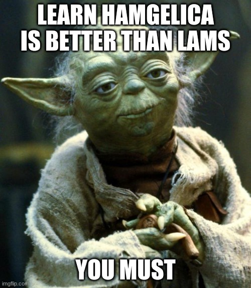 :> | LEARN HAMGELICA IS BETTER THAN LAMS; YOU MUST | image tagged in memes,star wars yoda | made w/ Imgflip meme maker