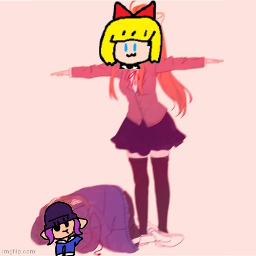 For context https://imgflip.com/i/56mz7a | image tagged in monika t-posing on sans | made w/ Imgflip meme maker
