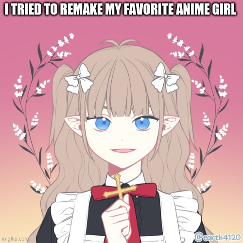 CutesyPancake's fav anime girl | I TRIED TO REMAKE MY FAVORITE ANIME GIRL | image tagged in anime girl | made w/ Imgflip meme maker